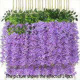 12pcs Wisteria Vine Artificial Flowers Wholesale Trailing Fake String for Home Wedding Party Decor Silk