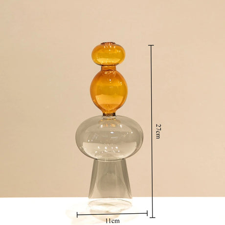 Minimalist Colored Glass Creative Double-layer Glass Transparent Vase Desktop Soft Decoration Hydroponics Vase Home Decoration