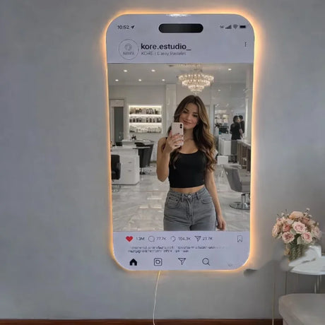 Personalized  LED Social Media Mirror Light Sign Customized Selfie Frame Room Wall Decoration Christmas Birthday Gifts