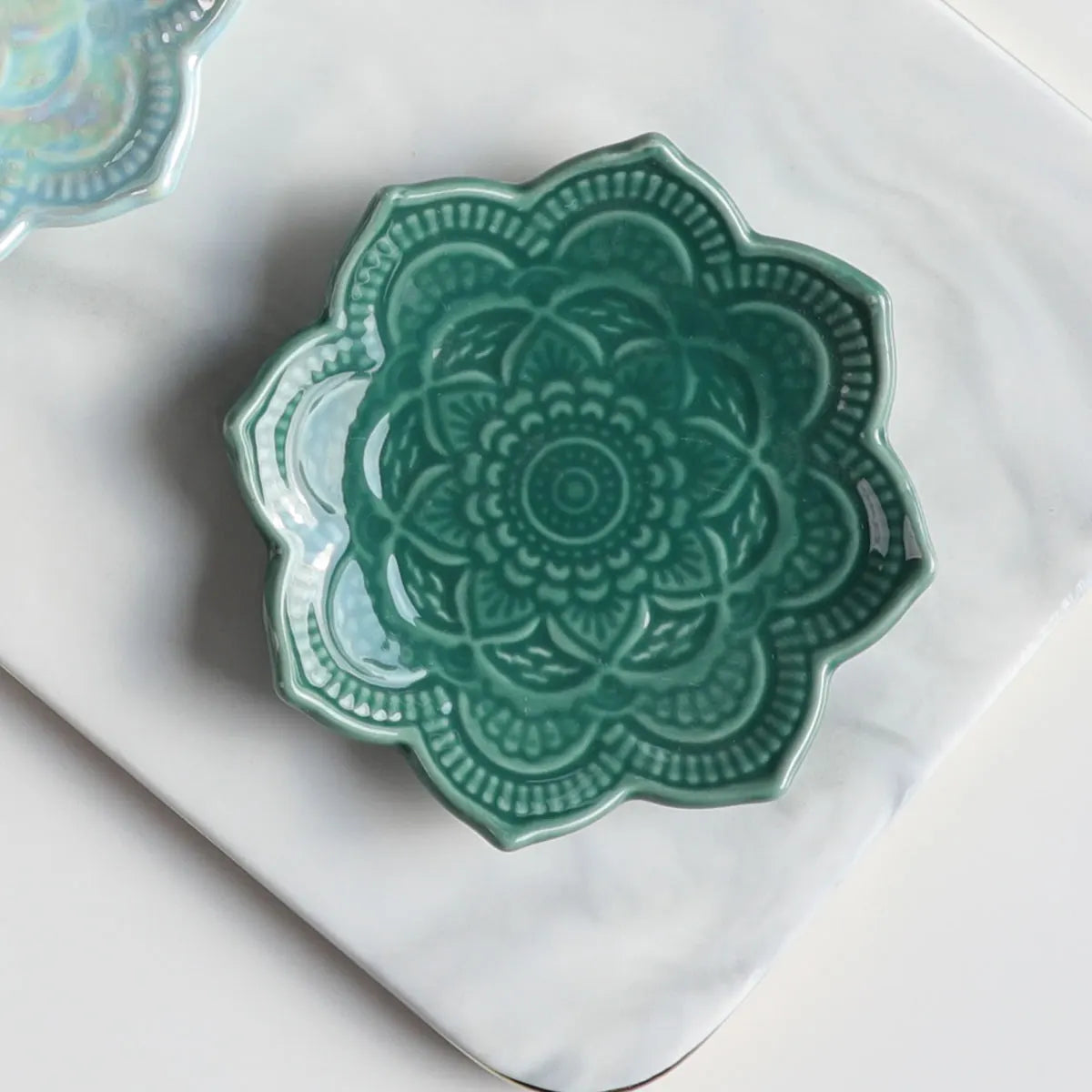 Nordic Ceramic Mandala Small Jewelry Dish Earrings Necklace Ring Storage Plates Fruit Dessert Display Bowl Decoration Tray