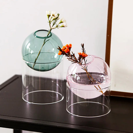Mini Round Flower Vase Hydroponic Container Micro Landscape Glass Ecological Bottle Borosilicate Glass Bottle With Home Decorate