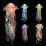Jellyfish Colorful Nightlight Button Battery Hanging Ceiling Lantern with Ribbon&Bead LED Bulbs for Children Bedroom