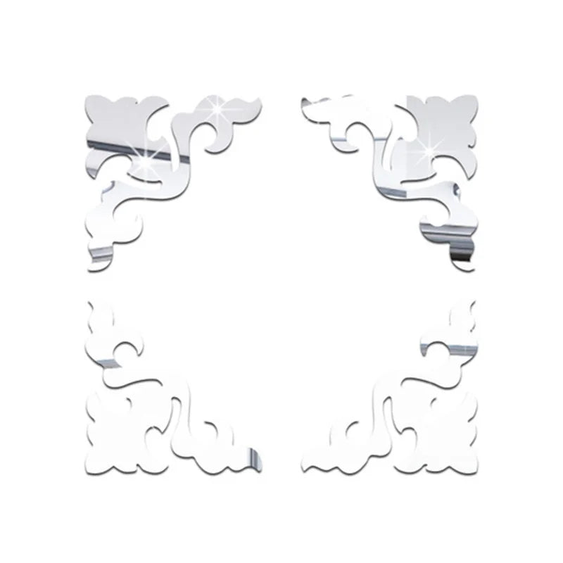 Acrylic Mirror Sticker Wall Cabinet Decor Self-adhesive Geometry Wall Corner Decorative Wall Stickers DIY Room Home Office Decor