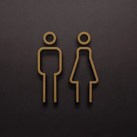 1pc 3D Acrylic Restroom Sign, Unisex - Black and Golden, Easy Door Mount for Hotels and B&Bs, Plastic Material