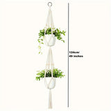 1pc, Macrame Double Plant Pendant Indoor Outdoor, 2 Tier/3Tier Hanging Planter Basket Cotton Rope With Beads 49 Inches/70 Inches