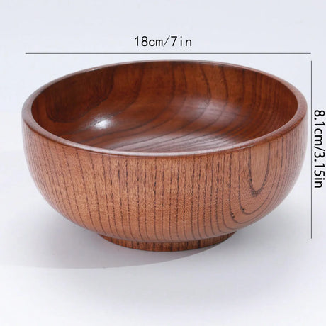 1Pc Stackable Solid Wood Bowl / Available in Large and Small Sizes / Household Wooden Bowl for Salad / Rice / Soup Noodles