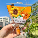 Knitted Flower Bouquet Crochet Rose Flowers Hugging Bucket New Year Gifts Living Room Desk Decoration Mother's Day Gift