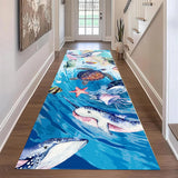 Ocean Theme Runner Rug 3D Vision Coral Reef Fish Starfish Jellyfish Printed Non-Slip Carpet  for Hallway Living Room Floor Decor