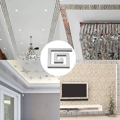 3D 5/10CM Square Self Adhesive Waist Line Mirror Sticker Wall Stickers for Living Room Ceiling Edge Strip Corner Line Wall Decor
