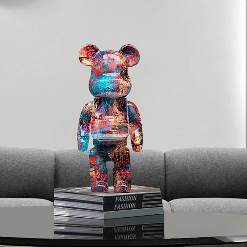 27cm/10Inches Graffiti Bear Figurine Home Decor Animal Abstract Ornament Storage Money Jar Modern Room Sculpture Table Decor