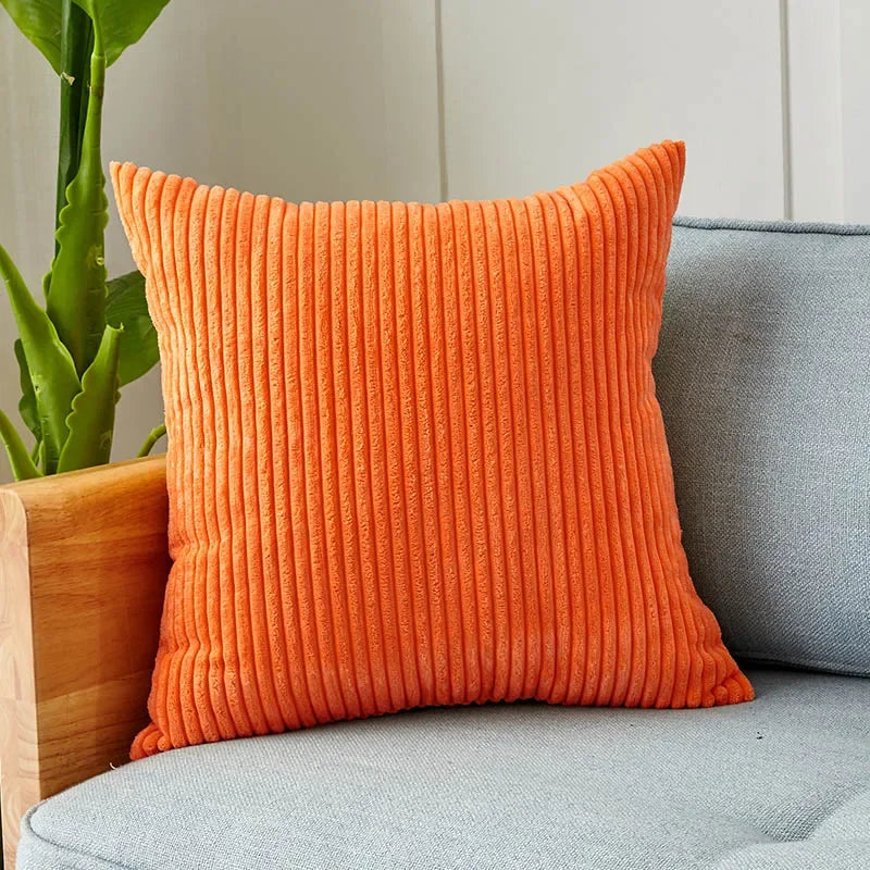 Orange Cushion Covers Super-Soft Striped Velvet Corduroy Home Decor Pillow 30x50cm 45x45cm Cover for Sofa Pillow Case