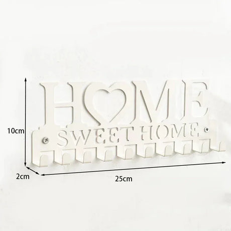 "Home Love" Shaped Key Holder with Hooks - No-Drill Wall Mount, Metal Organizer for Living Room Decor,Key Rack | Key Hanger Wall