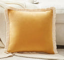1PC Polyester Velvet Solid Throw Pillow With Tassel Embellishment Sofa Office Back Cushion Living Room Decorative Square