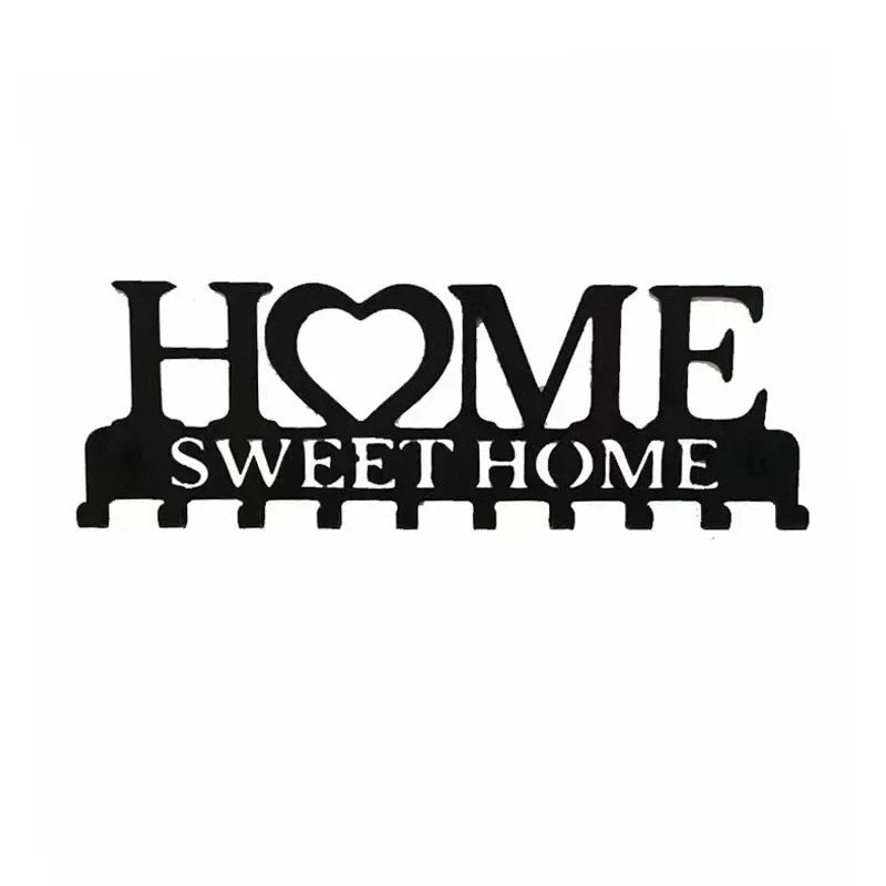 "Home Love" Shaped Key Holder with Hooks - No-Drill Wall Mount, Metal Organizer for Living Room Decor,Key Rack | Key Hanger Wall