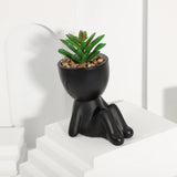 XIYA FLOWER Artificial Aloe Potted Plant Black Miniature Character Pot Fake Potted Plant Wholesale PE Material Home Decoration