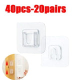 Double Sided Adhesive Wall Hooks Hanger Strong Transparent Suction Cup Storage Socket Hooks Bathroom Kitchen Bedroom Hook Kit