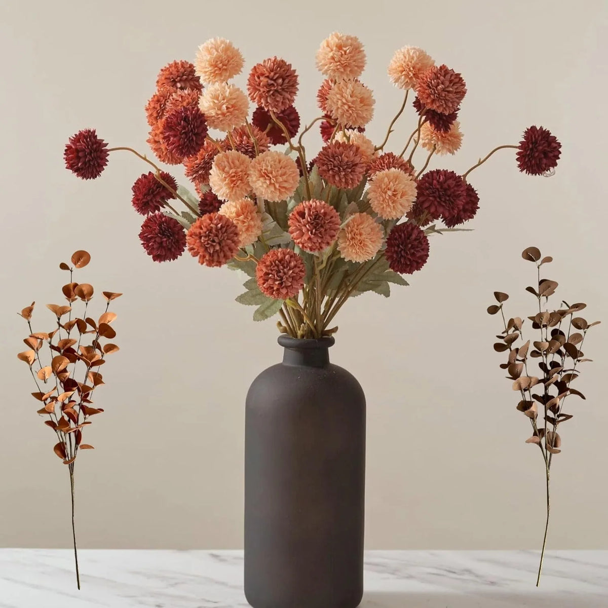 1Pcs Of Orange Artificial Flowers With Stems Mini Chrysanthemums Home Room Decoration DIY Dining Table Center Decor Accessory
