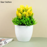 Artificial Plants Potted Green Bonsai Small Tree Grass Plants Pot Ornament Fake Flowers for Home Garden Decoration Wedding Party