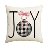 1/4pcs Christmas Pillow Cover, Pink Printed Cushion Cover, Farmhouse Decorative Sofa, Christmas Decoration (without Pillow Core)