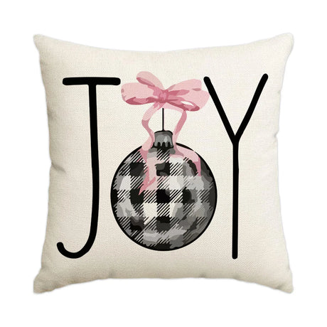 1/4pcs Christmas Pillow Cover, Pink Printed Cushion Cover, Farmhouse Decorative Sofa, Christmas Decoration (without Pillow Core)
