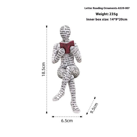 Nordic Book Lover Statue - Reading Person Resin Sculpture for Bookshelf Decor, Study Desk Ornament Minimalist Craft Decor