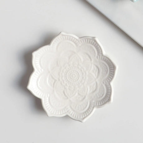 Nordic Ceramic Mandala Small Jewelry Dish Earrings Necklace Ring Storage Plates Fruit Dessert Display Bowl Decoration Tray