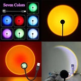 1-4pcs Sunset Lamp LED Rainbow Neon Night Light Projector Photography Wall Atmosphere Lighting for Bedroom Home Room Decor Gift