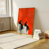 1pc Retro Surrealism Unique Men on Edge Poster - Frameless Abstract Canvas Wall Art Print for Living Room & Bedroom Decortions