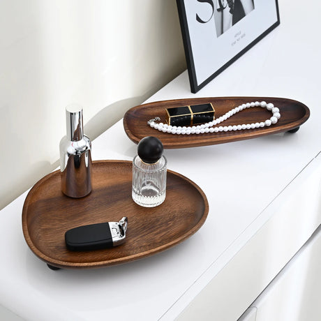Wooden Oval Irregular Tray, Multifunctional Desktop Decorative Tray, Aromatherapy Storage, Key Tray, Jewelry & Accessories Organizer, Home Decor, 1pc