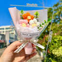 Knitted Flower Bouquet Crochet Rose Flowers Hugging Bucket New Year Gifts Living Room Desk Decoration Mother's Day Gift