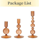 3Pcs Glass Candlestick Holders Glass Taper Candle Holders Groovy Wavy Elegant Candle Stick for Home Party Decoration
