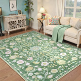 Living Room Carpet Non-slip Soft Machine Washable Floor Mat Bohemian Pink Floral Rug Bedroom Home Decoration Mats Washable Rugs