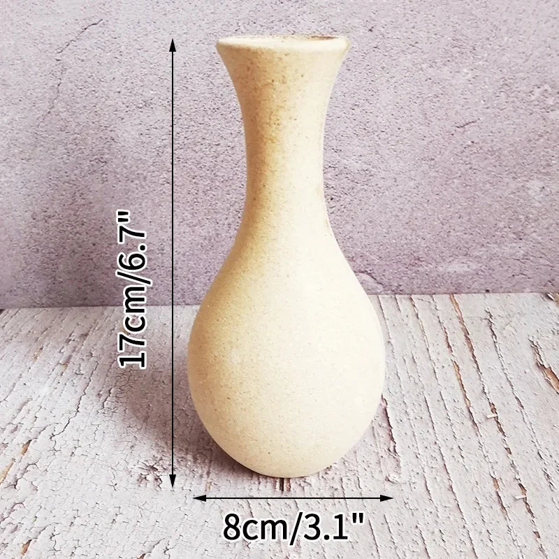 Wooden Flower Vase Retro Table Decorative Vase Dried Flower Arrangement Pot European Style Aesthetic Vase Home Desktop Ornaments