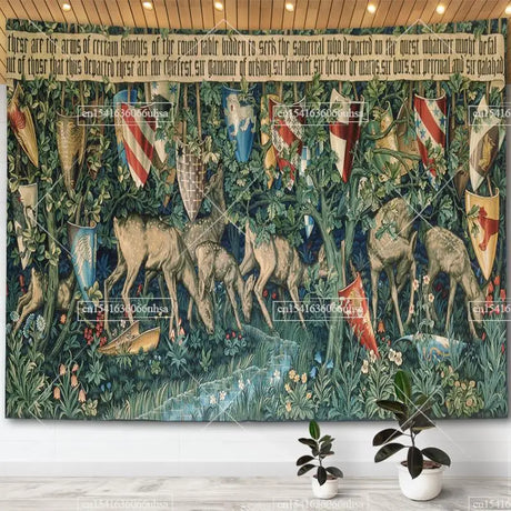Medieval Unicorn Tapestry Wall Hanging For Home Decor Paintings Retro Hippie Tapestries Aesthetic Background Yoga Meditation