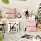 1/4pcs Christmas Pillow Cover, Pink Printed Cushion Cover, Farmhouse Decorative Sofa, Christmas Decoration (without Pillow Core)