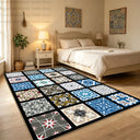 Bohemian Geometric Abstract Style Big Size Rugs for Bedroom Soft Easy Clean Cloakroom Carpet Machine Washable Foldable Patio Mat