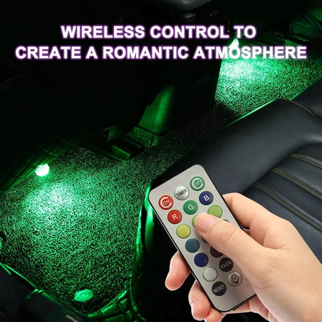 Wireless Adhesive LED Car Interior Ambient Light Remote Control Decor Auto Roof Foot Atmosphere Lamp Bicycle Tail Light