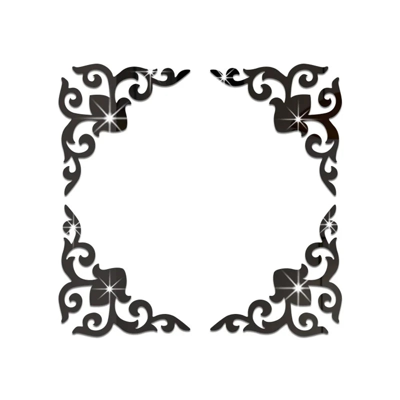 Acrylic Mirror Sticker Wall Cabinet Decor Self-adhesive Geometry Wall Corner Decorative Wall Stickers DIY Room Home Office Decor