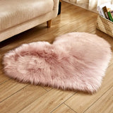 30X40cm Shaggy Carpet Faux Wool Heart Shaped Carpet Chair Sofa Cushion Living Room Bedroom Decorative Floor Mats Washable