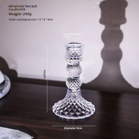 Glass Candle Wick Holder Clear Pillar Table Design Candlestick for Dining Decor
