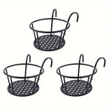 One pack of 1/2/3 iron art hanging flower pots with hanging hooks, metal plant planting hanging basket, detachable, for balcony
