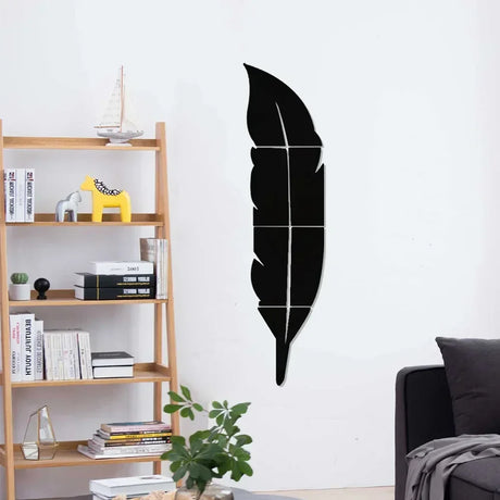 3D Dancing Feathers Mirror Wall Stickers DIY Art Atmosphere Home Shining Wall Stickers House Decoration Living Room Decoration