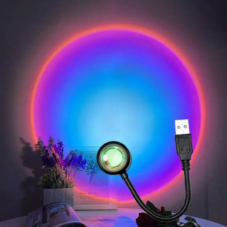 USB Sunset Light Self Photography Lamp LED Rainbow Neon Night Lights Projector Lights Bedroom Home Decoration Atmosphere Lights