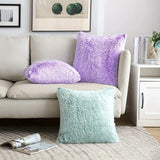 Soft Fur Cushion Cover 43x43cm Cozy Plush Decorative Pillow Cover for Living Room Sofa Decor Pillowcase White Grey Cushion Case