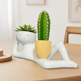 Lazy Little Guy Planter Unique Holding Pot Planter Funny Plant Pots for Succulent Cactus Plants Home Garden Desktop Decoration