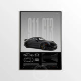 Minimalist 911 Turbo GT3-RS GT4 RS Hyper Car Sports Car Supercar Poster Canvas Painting Motosport Wall Art Pictures Home Decor