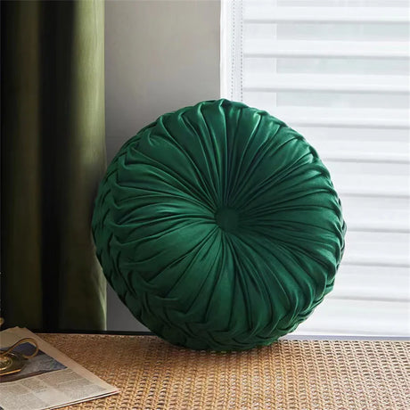 Round Throw Pillow Velvet Pleated Round Pillow Cushion for Couch Chair Bed Car Colorful Floor Cushion Home Decoration
