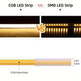 COB LED Strip 220V Switch ON/OFF with EU Plug 220V LED Strip Lights Flexible Lamp Tape for Kitchen Home Room Decor