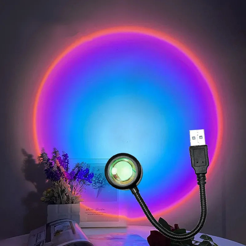 1-4pcs Sunset Lamp LED Rainbow Neon Night Light Projector Photography Wall Atmosphere Lighting for Bedroom Home Room Decor Gift
