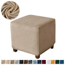 Velvet Square Ottoman Cover Soft Elastic Footrest Slipcovers for Living Room House Pouf Stool Covers Furniture Protector Case